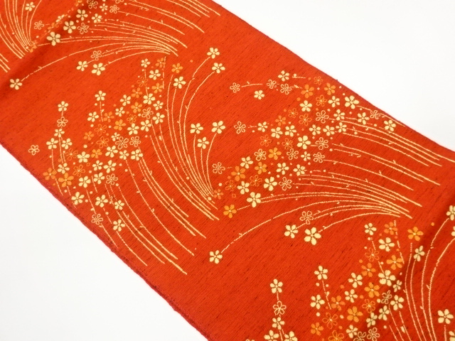 手織り紬草花模様織出し名古屋帯